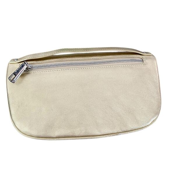 Hobo International Gold Leather Foldover Clutch Purse Handbag - Picture 4 of 10